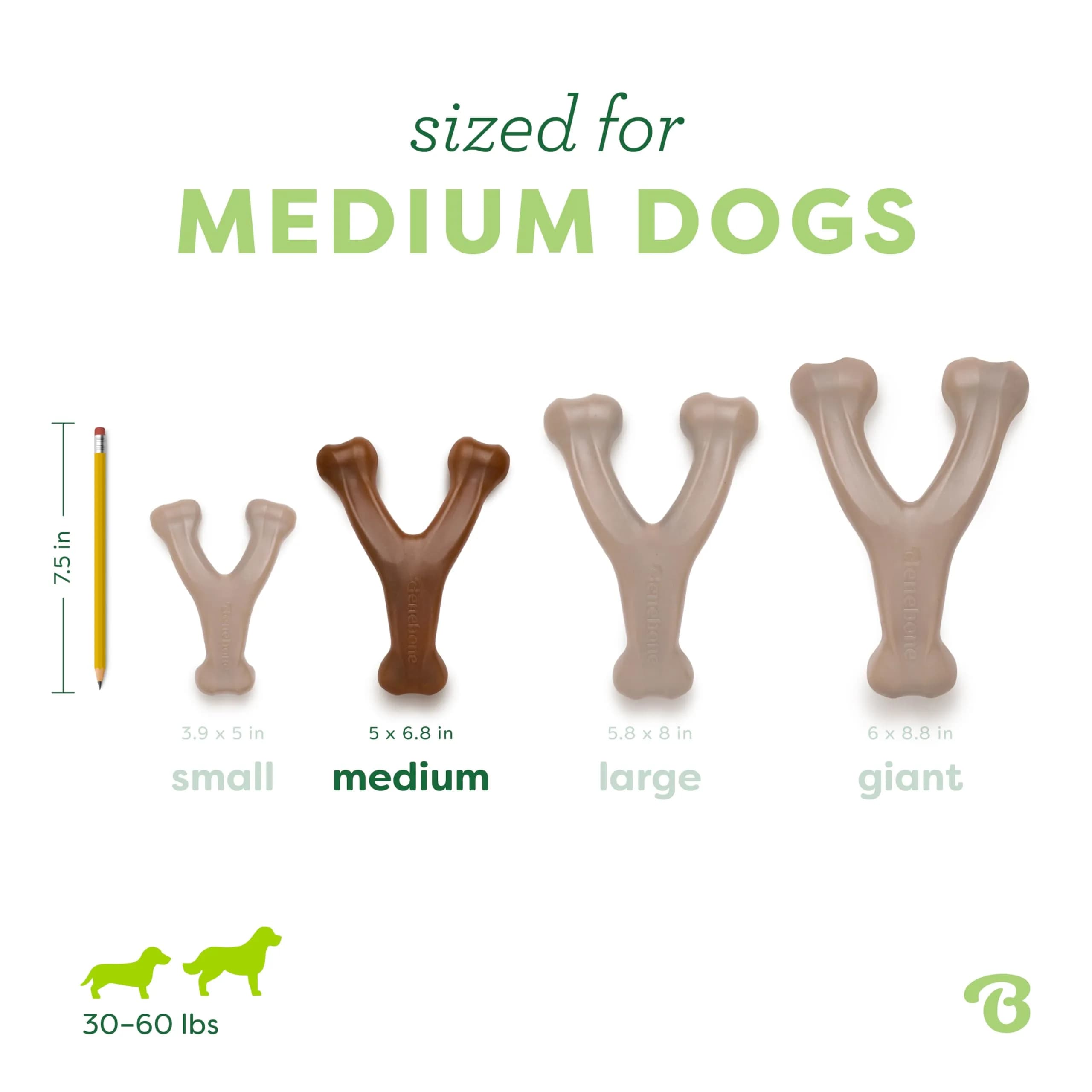 Benebone Peanut Butter Wishbone Chew Toy Medium | Durable Nylon Dog Toy for Super Chewers - view 4