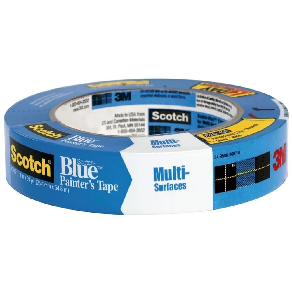 3M Scotch-Blue 2090 Safe-Release Painters Masking Tape 1" x 60 yd (36-Pack) | Multi-Surface Crepe Paper Tape