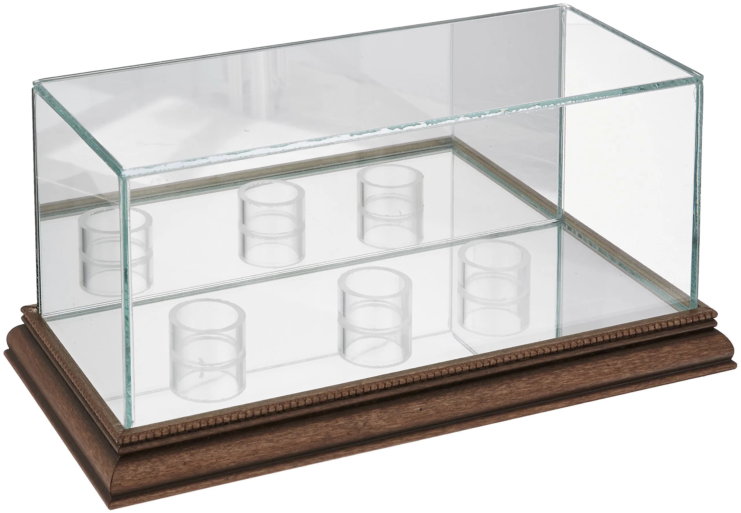 Perfect Cases MLB Triple Baseball Glass Display Case, Walnut | UV Protected Real Glass & Wood Molding — Walnut