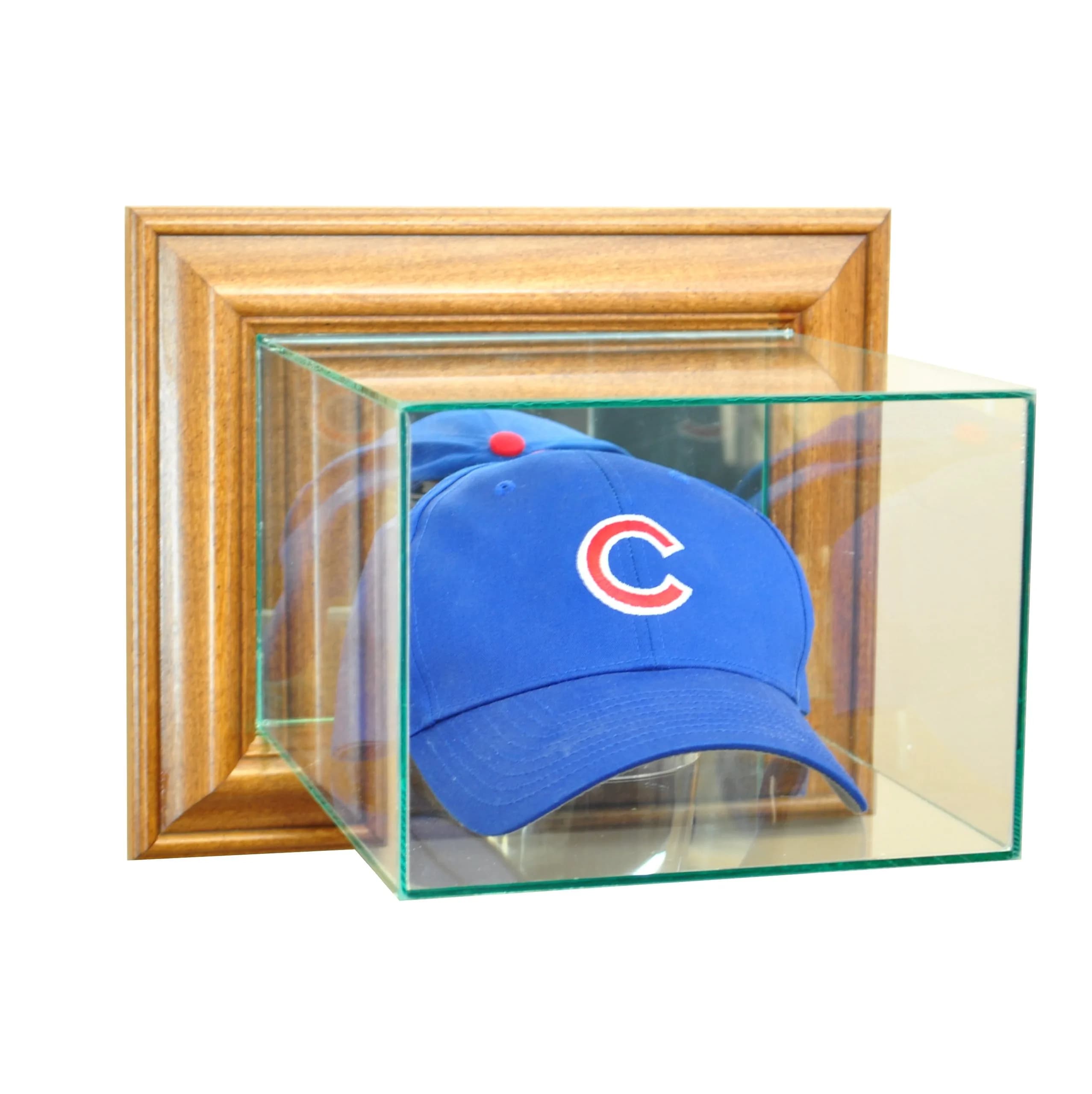 Perfect Cases MLB Wall Mounted Cap/Hat Glass Display Case, Walnut | Durable Wood Frame for Sports Memorabilia - main product image
