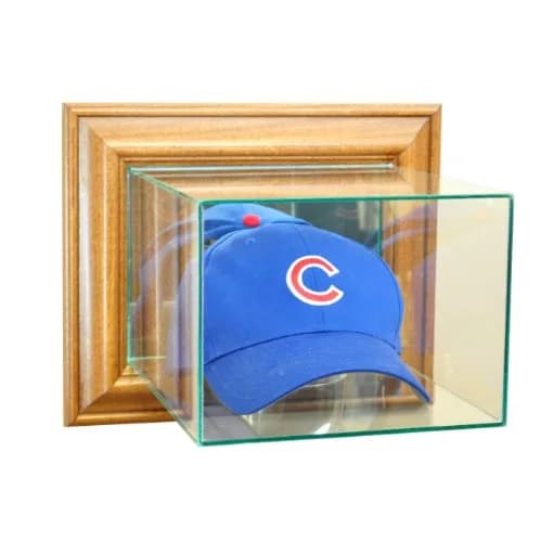 Perfect Cases MLB Wall Mounted Cap/Hat Glass Display Case, Walnut | Durable Wood Frame for Sports Memorabilia thumbnail 1