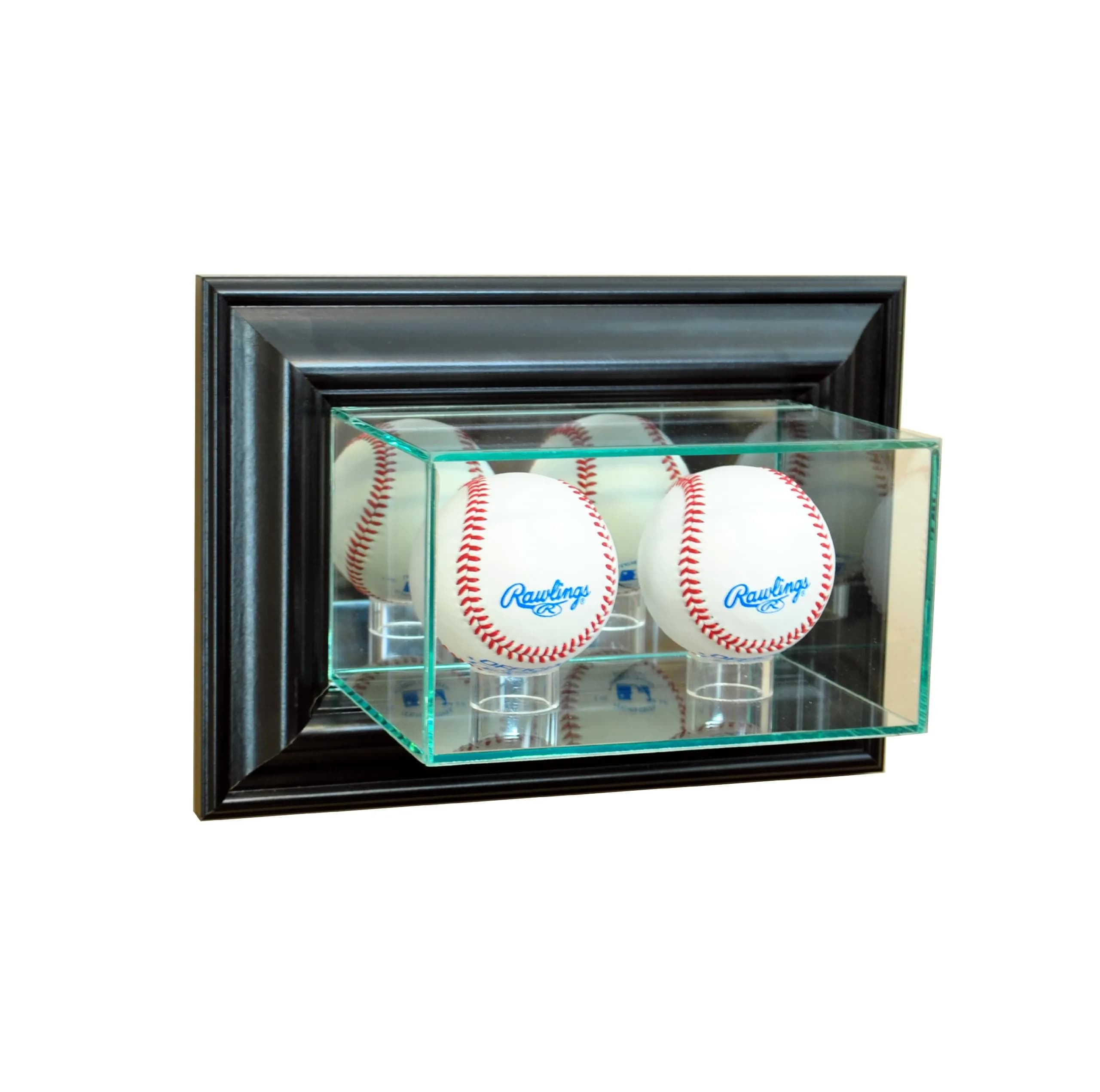 Perfect Cases MLB Wall Mounted Double Baseball Glass Display Case, Black | UV Protected, Made in USA - main product image