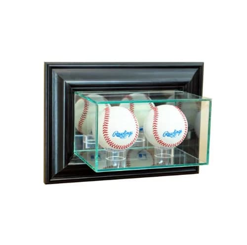 Perfect Cases MLB Wall Mounted Double Baseball Glass Display Case, Black | UV Protected, Made in USA thumbnail 1