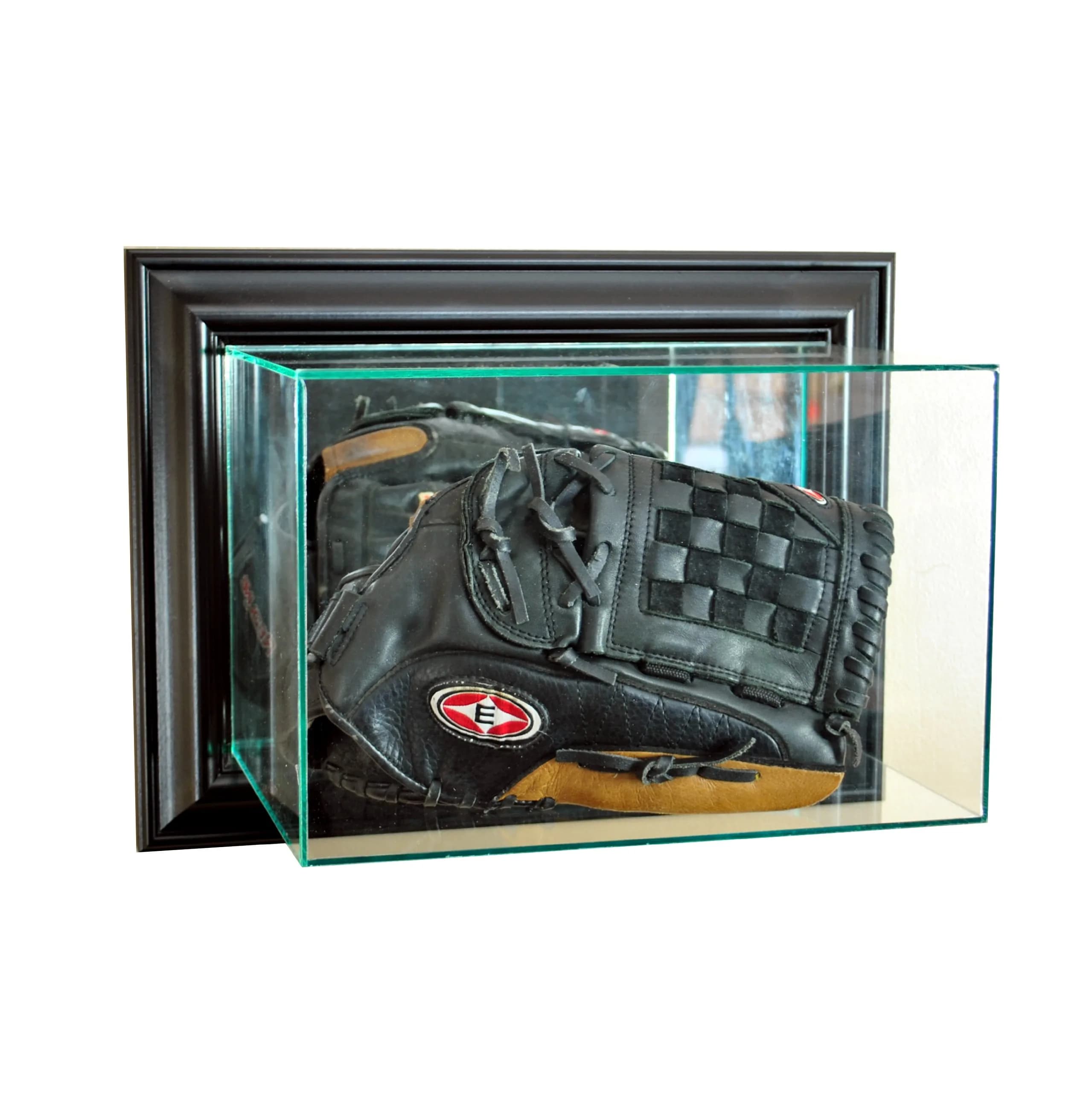 Perfect Cases MLB Wall Mounted Glove Display Case, Black | UV Protected Glass & Real Wood Molding — Black