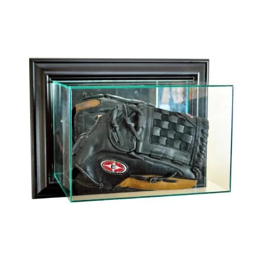 Perfect Cases MLB Wall Mounted Glove Display Case, Black | UV Protected Glass & Real Wood Molding thumbnail 1