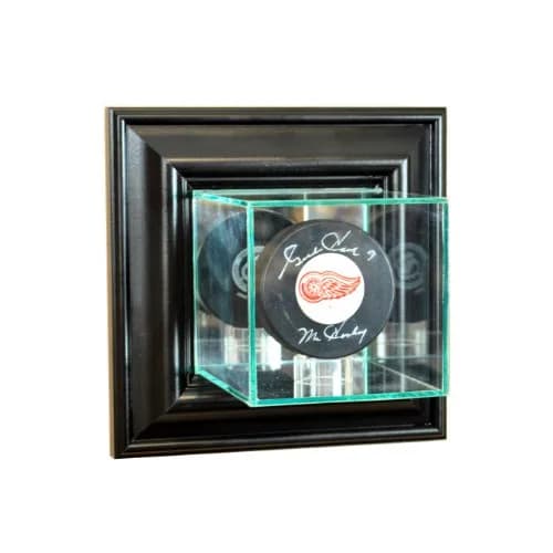 Perfect Cases NHL Wall Mounted Single Puck Glass Display Case, Black | 10.16cm x 10.16cm x 12.7cm (4" x 4" x 5") — Black