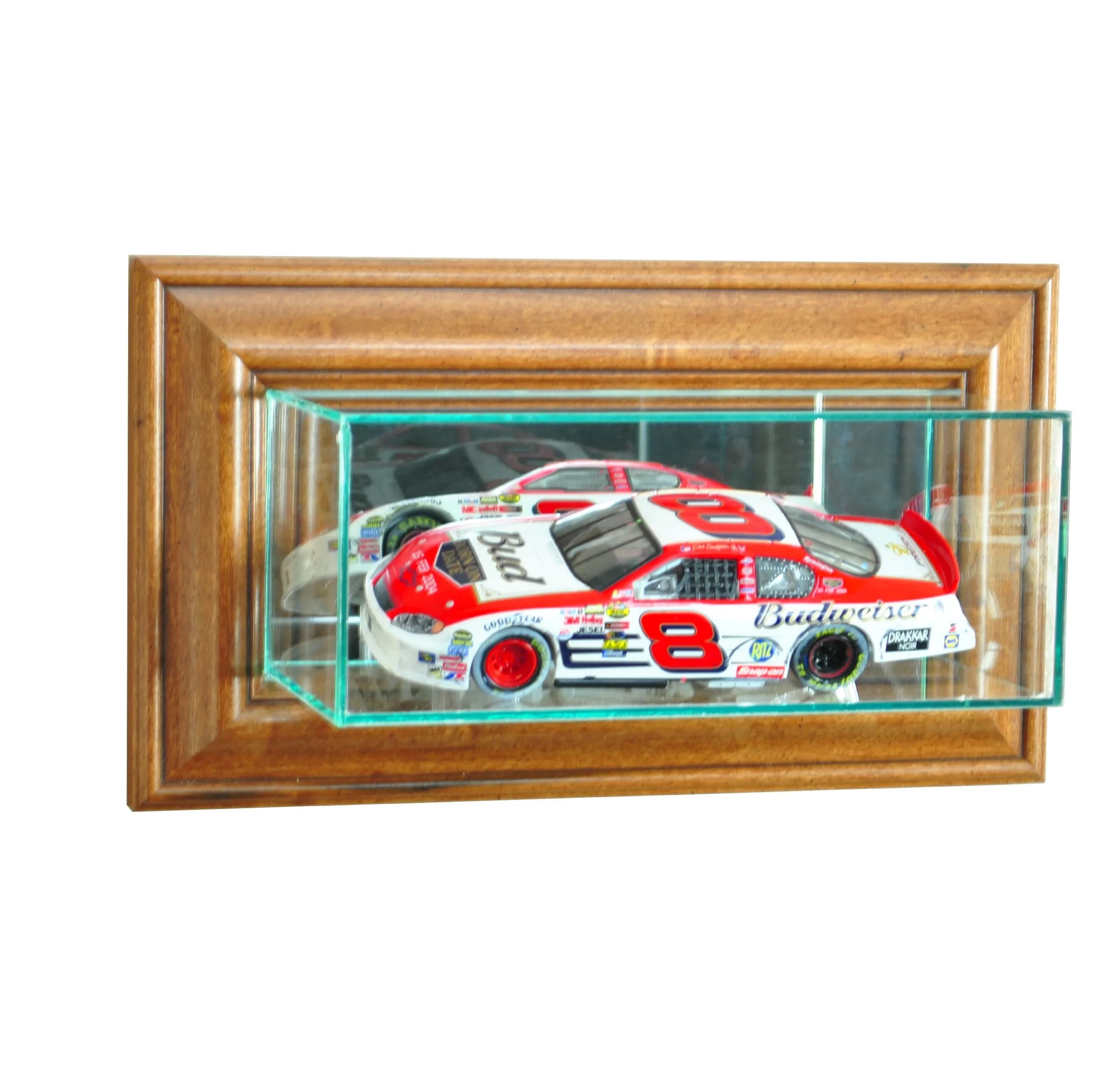 Perfect Cases NASCAR Wall Mounted Display Case Walnut | UV Protected Glass & Wood Molding — Walnut