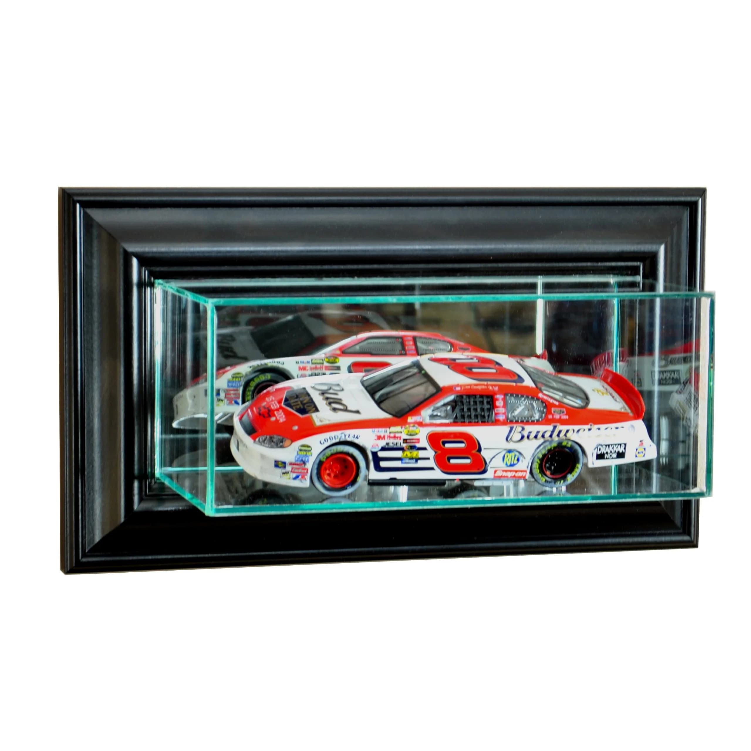 Perfect Cases NASCAR Wall Mounted 1/24th Glass Display Case, Black | UV Protected, Made in the USA