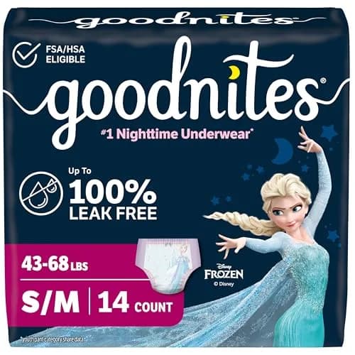 GoodNites Girls' Nighttime Bedwetting Underwear S/M (43-68 lbs) 14 Ct | Dermatologist Tested Incontinence Protector thumbnail 1