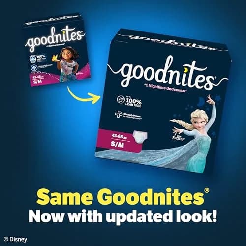 GoodNites Girls' Nighttime Bedwetting Underwear S/M (43-68 lbs) 14 Ct | Dermatologist Tested Incontinence Protector thumbnail 2