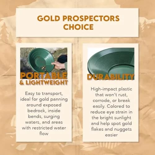 SE 12 Inch Plastic Gold Panning Pan with Dual Riffles | Lightweight & Durable for Prospecting thumbnail 4