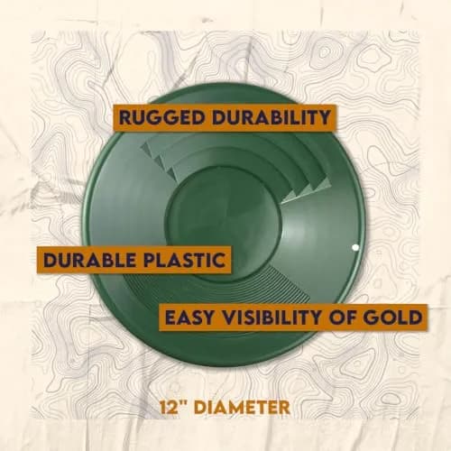 SE 12 Inch Plastic Gold Panning Pan with Dual Riffles | Lightweight & Durable for Prospecting thumbnail 2
