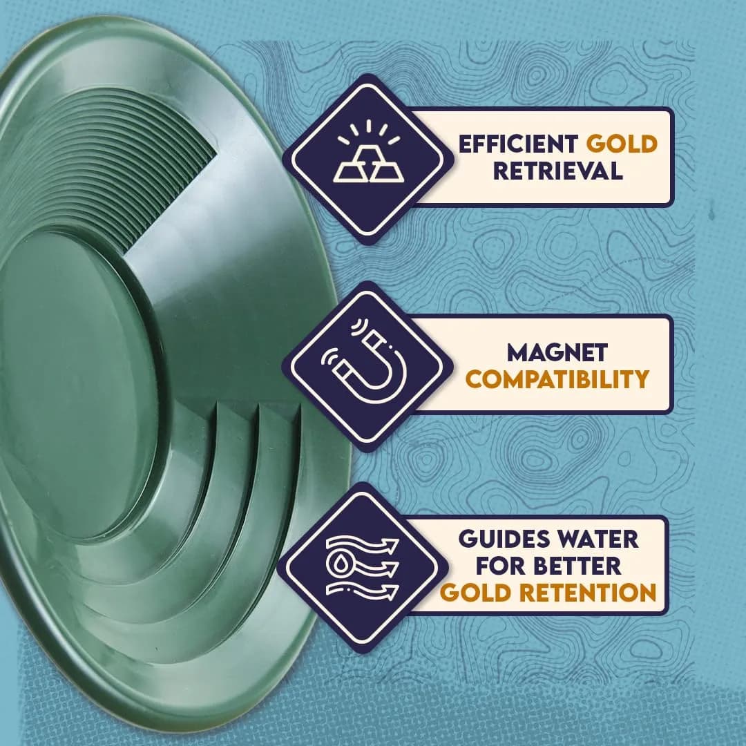 SE 10" Green Plastic Gold Pan with Dual Riffles | Lightweight & Effective Gold Trapping - view 5
