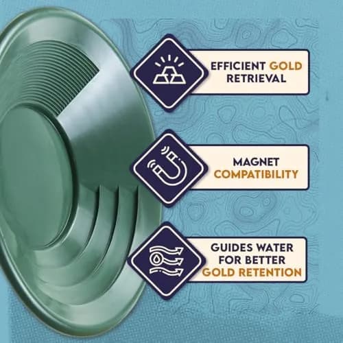 SE 10" Green Plastic Gold Pan with Dual Riffles | Lightweight & Effective Gold Trapping thumbnail 5