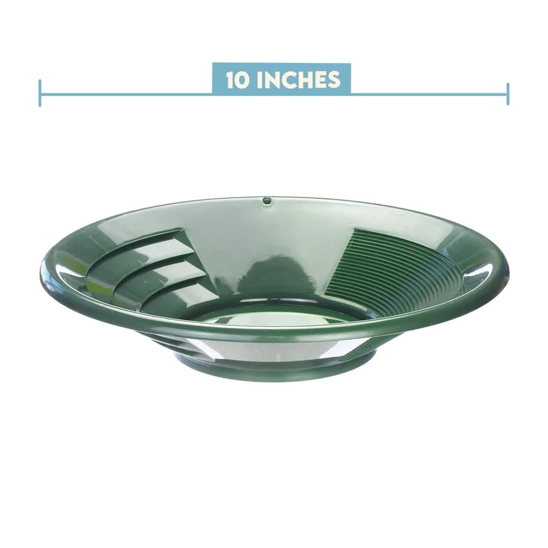 SE 10" Green Plastic Gold Pan with Dual Riffles | Lightweight & Effective Gold Trapping - view 6