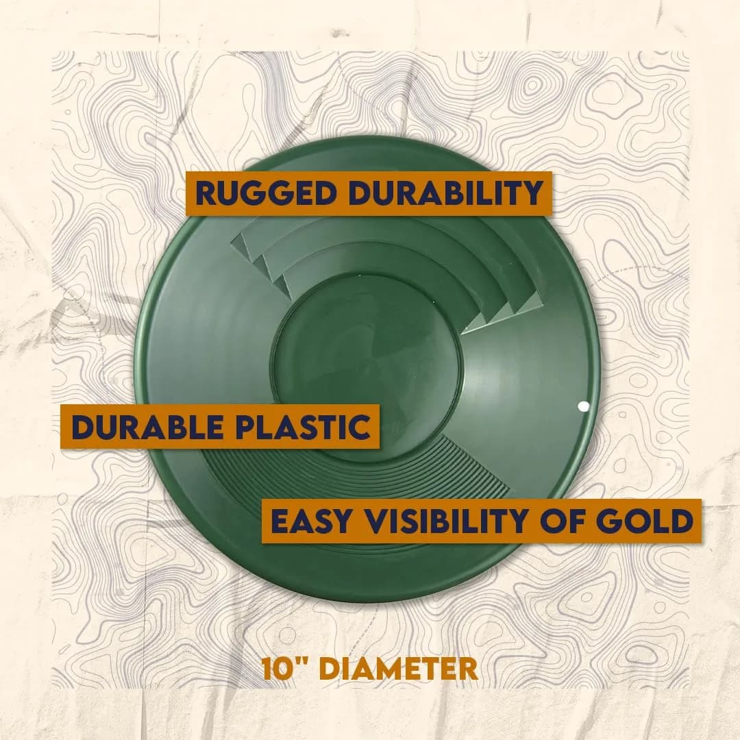 SE 10" Green Plastic Gold Pan with Dual Riffles | Lightweight & Effective Gold Trapping - view 3