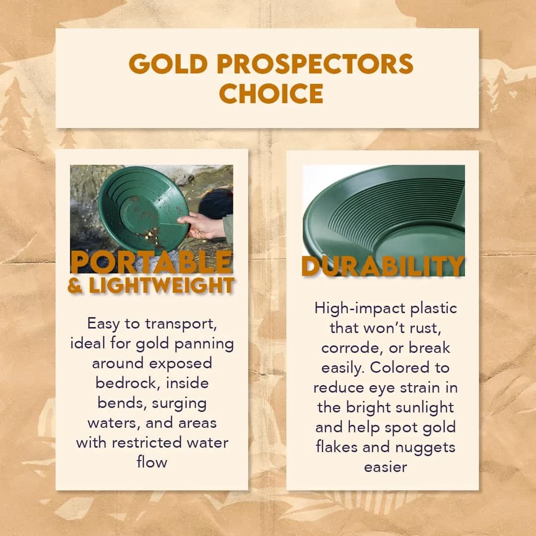 SE 10" Green Plastic Gold Pan with Dual Riffles | Lightweight & Effective Gold Trapping - view 4