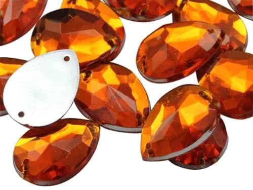 Allstarco 18x13mm (23/32x1/2) Orange Hyacinth Teardrop Sew-On Gems | Flat Back Rhinestones for Garments & Costumes thumbnail 1