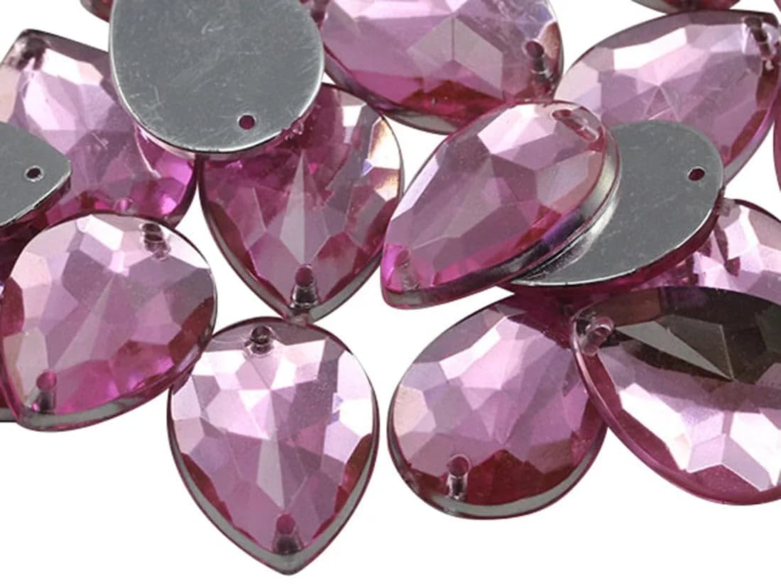 Allstarco 18x13mm Light Pink Teardrop Sew-On Gems | Acrylic Beads for Crafts & Costumes