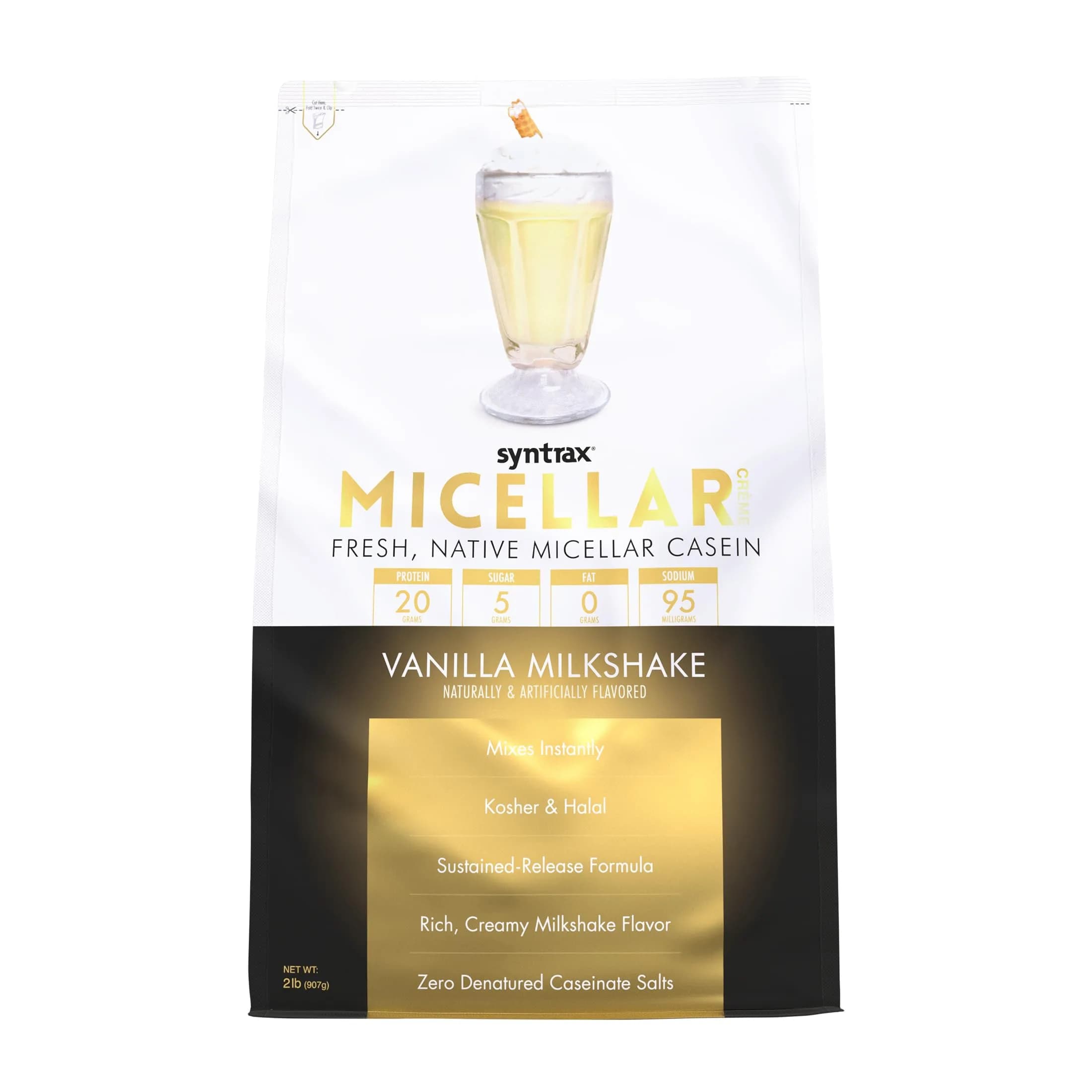 Syntrax Micellar Creme Vanilla Milkshake 2 lbs. Native Micellar Casein | Pure, Creamy, Instant Mix for Recovery - main product image
