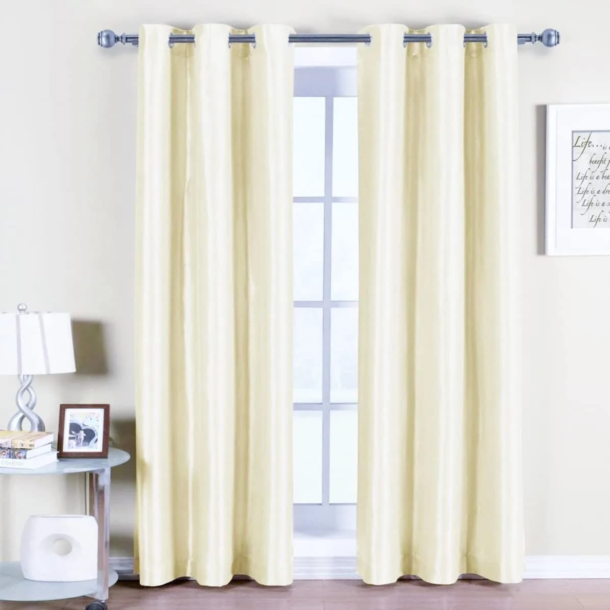 Royal Hotel Soho Blackout Curtains, 42 x 84, 2 Panels, Ivory | Elegant Faux Silk, Room Darkening & Insulation — 42"W x 63"L