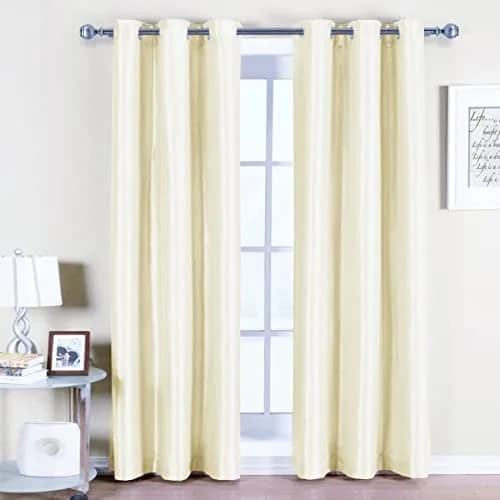 Royal Hotel Soho Blackout Curtains, 42 x 63, 2 Panels, Ivory | Elegant Faux Silk, Room Darkening & Insulation thumbnail 1