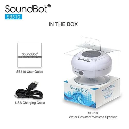 Soundbot SB510 Water-Resistant Bluetooth Shower Speaker | 6hrs Playtime, Suction Cup, White thumbnail 7