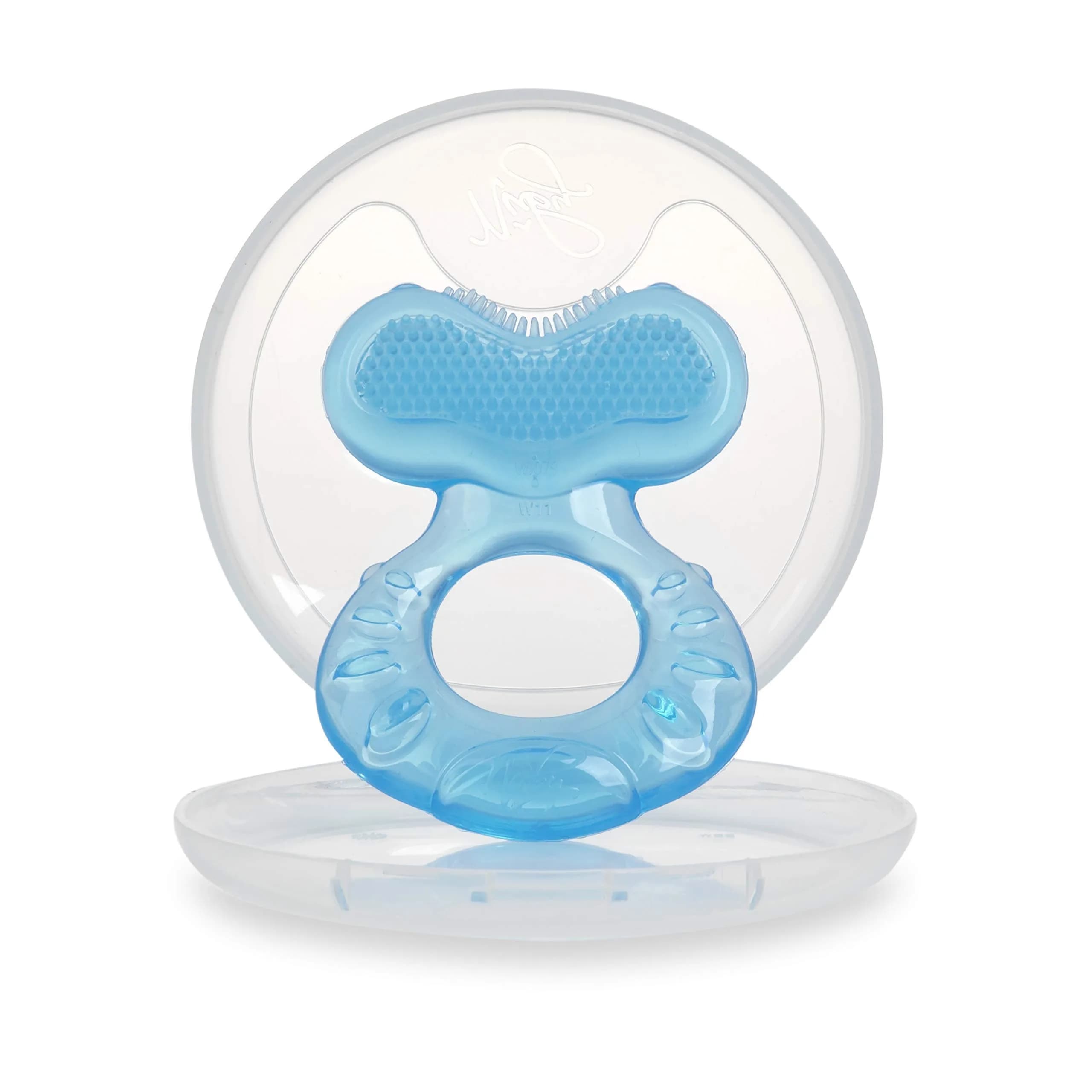 Nuby Silicone Teethe-EEZ Teether with Bristles & Hygienic Case, Blue (3+ Months) - view 2