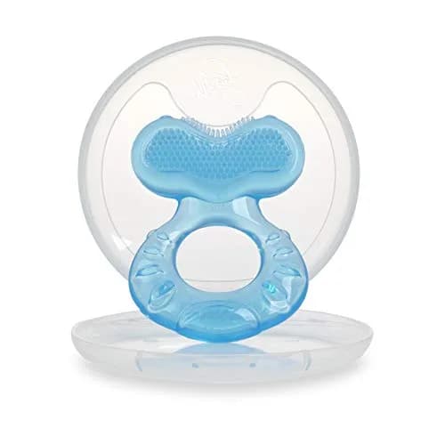 Nuby Silicone Teethe-EEZ Teether with Bristles & Hygienic Case, Blue (3+ Months) thumbnail 2