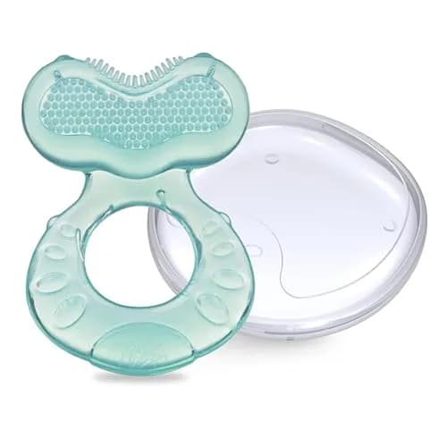 Nuby Teethe-EEZ Baby Teether with Soothing Bristles & Travel Case, Aqua | BPA-Free Silicone Teether for Babies 3+ Months thumbnail 5