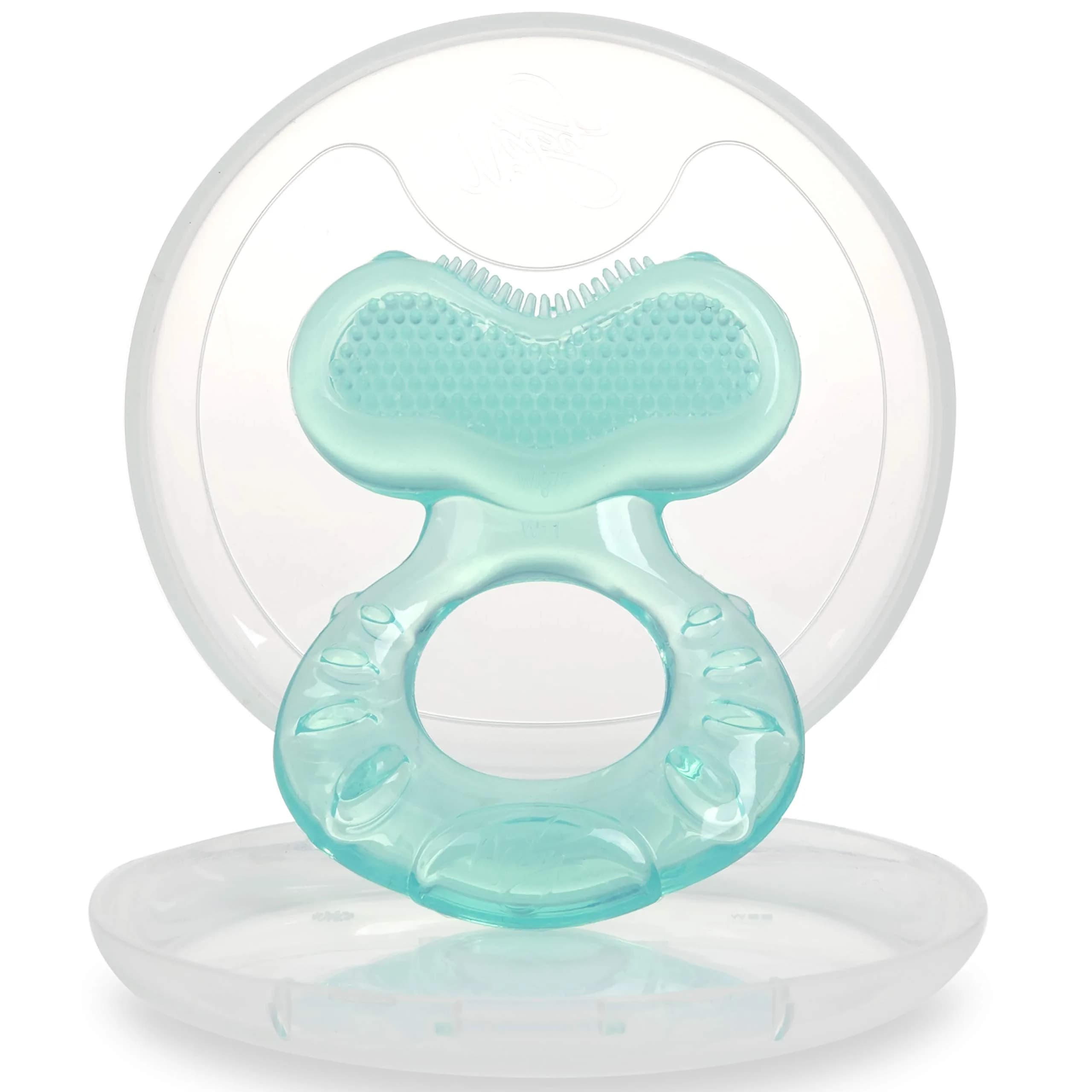 Nuby Teethe-EEZ Baby Teether with Soothing Bristles & Travel Case, Aqua | BPA-Free Silicone Teether for Babies 3+ Months - view 7