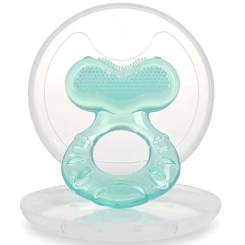 Nuby Teethe-EEZ Baby Teether with Soothing Bristles & Travel Case, Aqua | BPA-Free Silicone Teether for Babies 3+ Months thumbnail 7