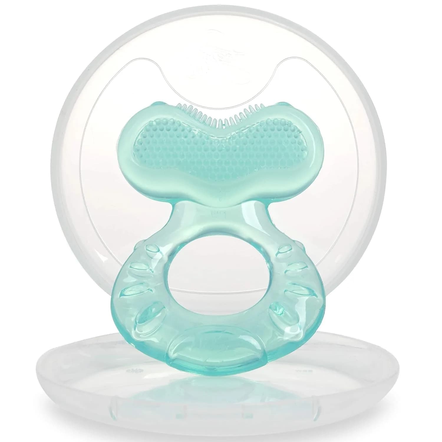 Nuby Teethe-EEZ Baby Teether with Soothing Bristles & Travel Case, Aqua | BPA-Free Silicone Teether for Babies 3+ Months - view 4