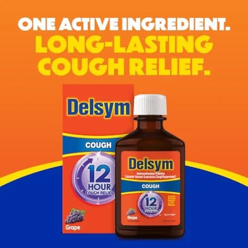Delsym 12 Hour Cough Medicine for Adults | Powerful Relief with Extended-Release Dextromethorphan, Grape Flavor, 3 Fl Oz thumbnail 6