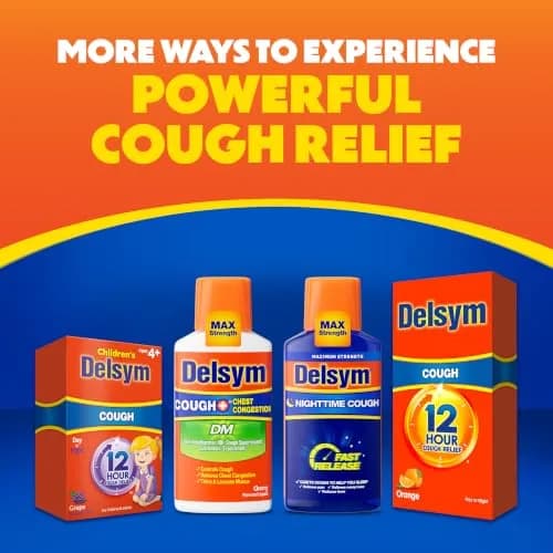Delsym 12 Hour Cough Medicine for Adults | Powerful Relief with Extended-Release Dextromethorphan, Grape Flavor, 3 Fl Oz thumbnail 7