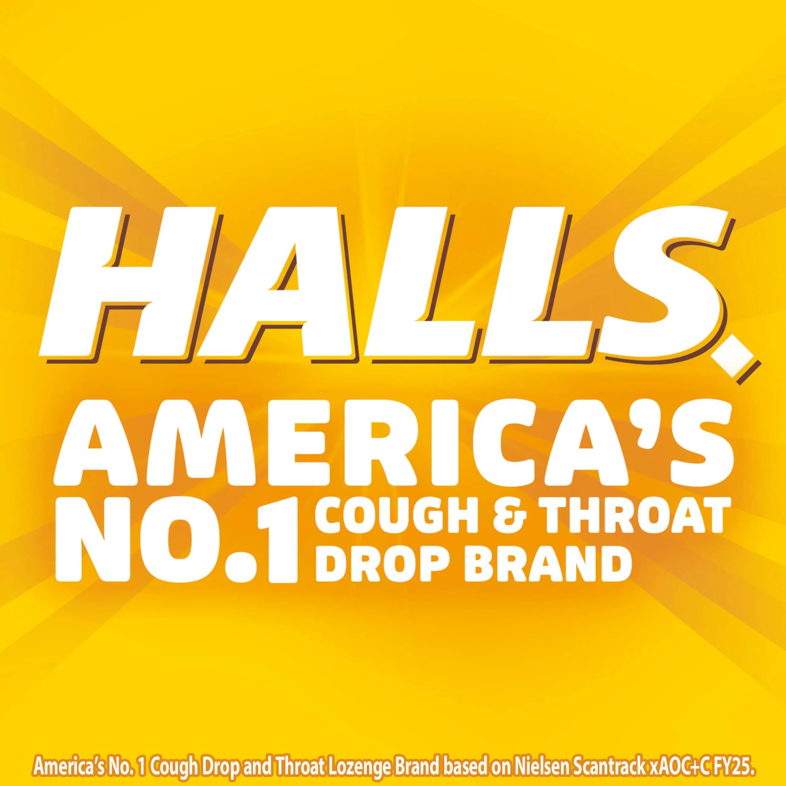 HALLS Cough & Throat Relief Honey Lemon Sugar Free Cough Drops 180 ct | Menthol 7.6mg per drop for Sore Throat & Cough - view 9