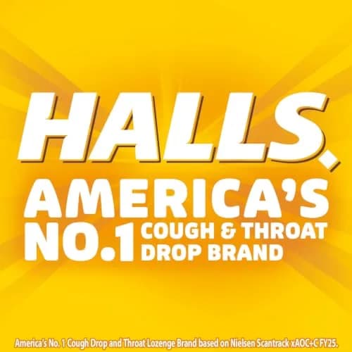 HALLS Cough & Throat Relief Honey Lemon Sugar Free Cough Drops 180 ct | Menthol 7.6mg per drop for Sore Throat & Cough thumbnail 9