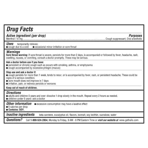 HALLS Cough & Throat Relief Honey Lemon Sugar Free Cough Drops 180 ct | Menthol 7.6mg per drop for Sore Throat & Cough thumbnail 2