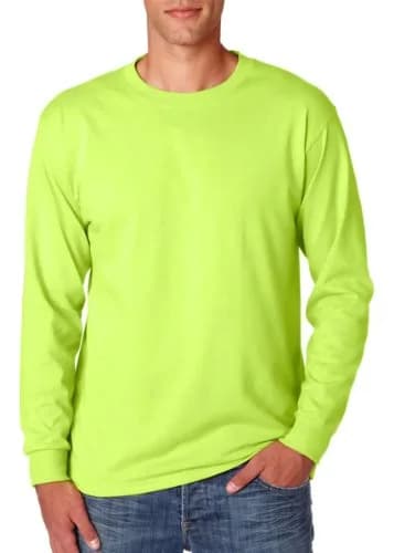 Jerzees Dri-Power 50/50 Cotton-Poly Long Sleeve T-Shirt Safety Green | Regular Fit, CPSIA Compliant (70-120 chars) thumbnail 1