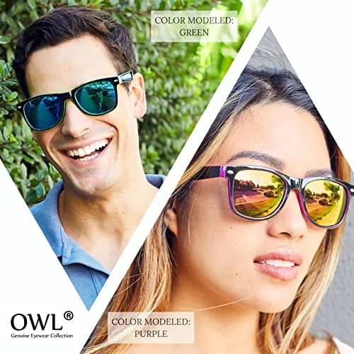 OWL New 2014 Womens Mens Vintage Two-Tone Sunglasses (Purple Mirror Lens) | UV400 Reflective thumbnail 5