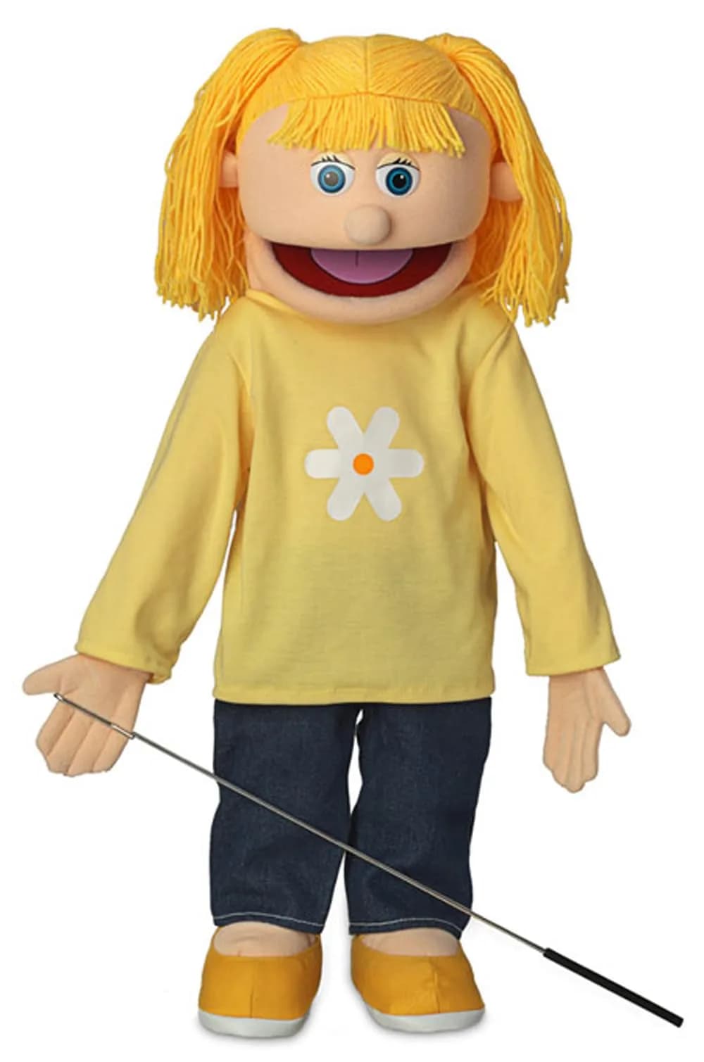 Silly Puppets Katie Peach Girl Full Body Ventriloquist Style Puppet 63.5cm (25 Inches) | Movable Mouth & Control Rod