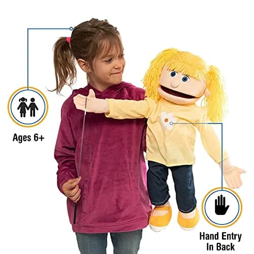 Silly Puppets Katie Peach Girl Full Body Ventriloquist Style Puppet 63.5cm (25 Inches) | Movable Mouth & Control Rod thumbnail 2