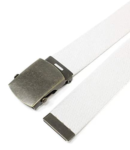 BC Belts Canvas Web Belt Military Style with Antique Brass Buckle 54" | Versatile Casual Accessory thumbnail 4