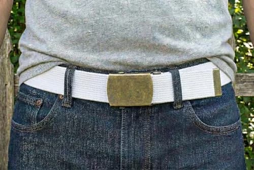 BC Belts Canvas Web Belt Military Style with Antique Brass Buckle 54" | Versatile Casual Accessory thumbnail 2