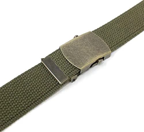 BC Belts Canvas Web Belt Military Style 54" Olive | Adjustable Vintage Casual Belt thumbnail 5