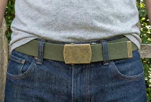 BC Belts Canvas Web Belt Military Style 54" Olive | Adjustable Vintage Casual Belt thumbnail 2