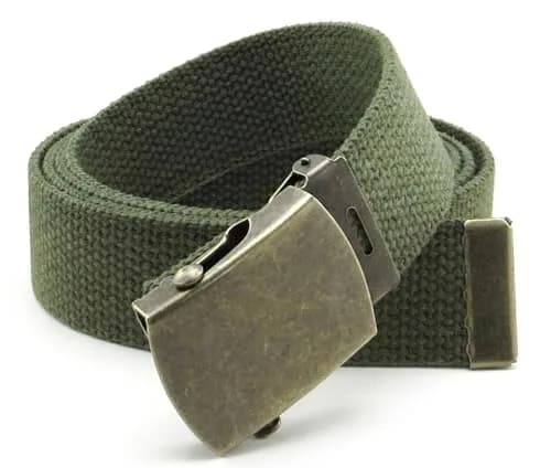 BC Belts Canvas Web Belt Military Style 54" Olive | Adjustable Vintage Casual Belt thumbnail 3