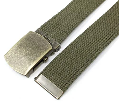 BC Belts Canvas Web Belt Military Style 54" Olive | Adjustable Vintage Casual Belt thumbnail 4