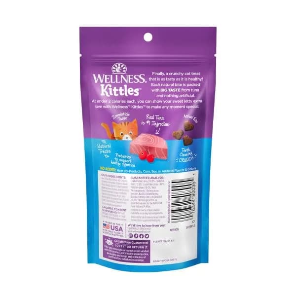 Wellness Kittles Crunchy Cat Treats, Tuna & Cranberry Flavor, 2 oz Bag | Grain-Free Dental Care for All Lifestages - view 4