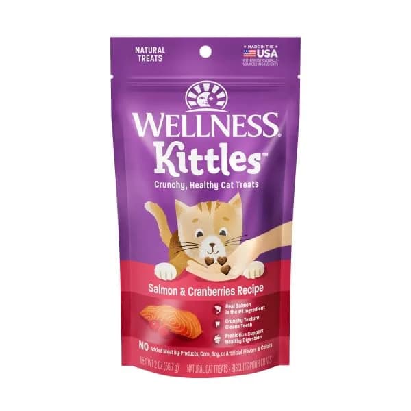 Wellness Kittles Crunchy Cat Treats Salmon & Cranberry Flavor 56g (2 oz) | Grain-Free Dental Care - view 4